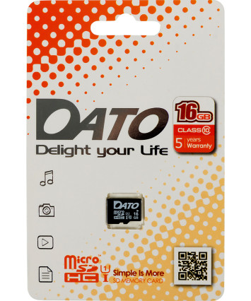 Карта памяти MicroSDHC UHS-I U1 Card 16Gb DATO DTTF016GUIC10 Class10 (без адаптера)