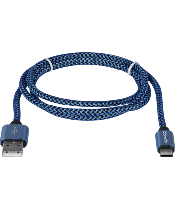 Кабель Type-C Defender USB09-03T PRO синий, 1м, 2.1A