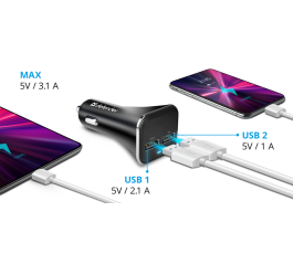 Автомобильное ЗУ DEFENDER UCA-31 (2 USB, 3.1А)