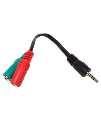 Переходник Аудио Jack 3.5 4-pin -> Jack 3.5 стерео (колонки, наушники) +3.5 микрофон 0.15м Detech