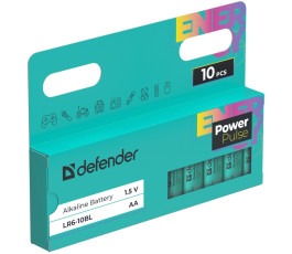 Батарейка Defender алкалиновая LR6-10BL AA, PowerPulse, 10шт, в блистере