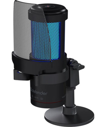 Игровой стрим микрофон Defender Impulse GMC 400 Type-C, RGB, провод 2 м.