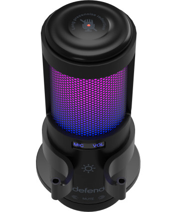 Игровой стрим микрофон Defender Impulse GMC 400 Type-C, RGB, провод 2 м.