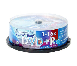 Оптический диск DVD+R Smartbuy CB-25, 4,7GB 16x (25шт)