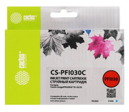 Картридж совместимый Cactus CS-PFI030C для Canon imagePROGRAF TA-20/30 с чипом, 55мл, голубой