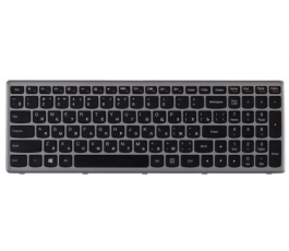 Клавиатура для ноутбука Lenovo IdeaPad P500, Z500, черные кнопки,серая (серебристая) рамка, гор. Ent