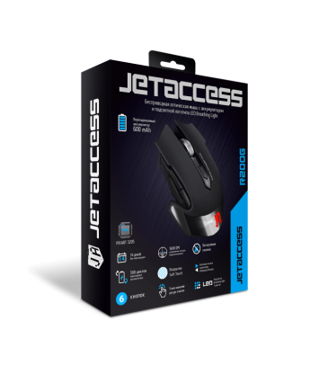 Мышь беспроводная аккумуляторная JETACCESS R200G черная, USB
