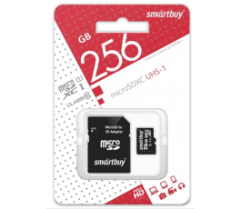 Карта памяти MicroSDXC UHS-I Card 256Gb Smartbuy class 10 (c адаптером)