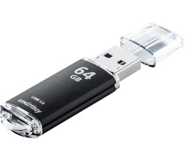 Флеш накопитель 64Gb USB 2.0 Smartbuy V-Cut (SB64GBVC-K), черный