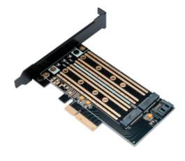 Переходник (адаптер) PCI-E для 2xSSD M.2 (NVMe + SATA), Gembird MF-PCIE-NVME-SATA