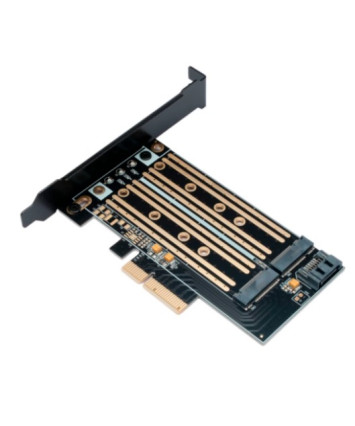 Переходник (адаптер) PCI-E для 2xSSD M.2 (NVMe + SATA), Gembird MF-PCIE-NVME-SATA