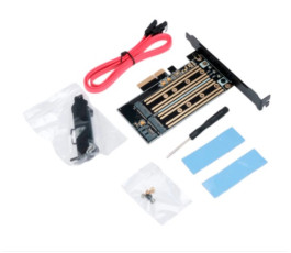 Переходник (адаптер) PCI-E для 2xSSD M.2 (NVMe + SATA), Gembird MF-PCIE-NVME-SATA