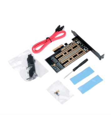 Переходник (адаптер) PCI-E для 2xSSD M.2 (NVMe + SATA), Gembird MF-PCIE-NVME-SATA