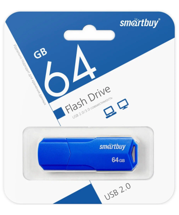 Флеш накопитель 64Gb USB 2.0 SmartBuy CLUE Blue (SB64GBCLU-BU)