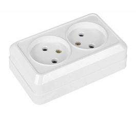 Розетка General Lighting Systems Альфа 2 гнезда, 10А, 250В, IP20, белая, без заземления