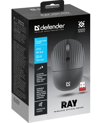 Мышь беспроводная Defender Ray MM-032 серый