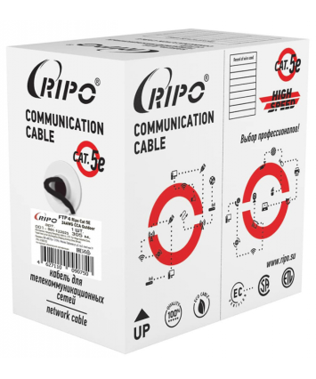 Кабель внешний витая пара Бухта 305м Ripo FTP4CAT5E 24AWG на тросу, медь 001-122025