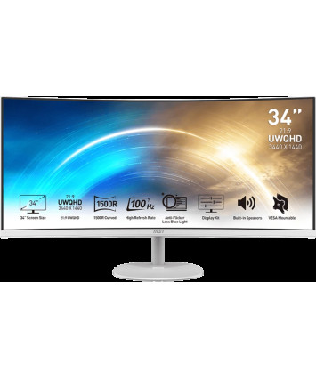 Монитор 34" MSI Optix MP341CQW (UWQHD, 100Hz), белый