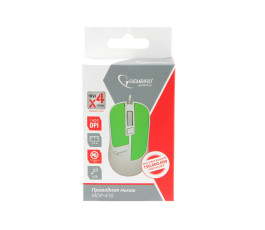 Мышь проводная Gembird MOP-410-GRN, белый/зеленый, USB