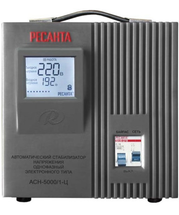 Стабилизатор напряжения Ресанта АСН-5000/1-Ц, 5кВА, (63/6/6), однофазный, серый