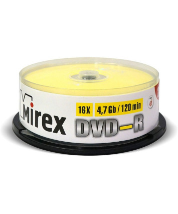 Оптический диск DVD-R Mirex 4.7 Gb, 16x, Cake Box (25)  (UL130003A1M)