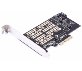 Переходник (адаптер) PCI-E для M.2 SATA SSD+M.2 NVME SSD Card, AgeStar AS-MC02