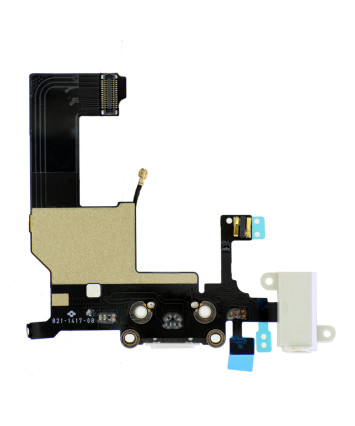Шлейф для iPhone 5 + разъем зарядки + разъем гарнитуры + микрофон + антенна (белый)