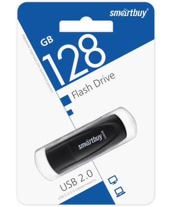 Флеш накопитель 128Gb USB 2.0 SmartBuy Scout Black (SB128GB2SCK)