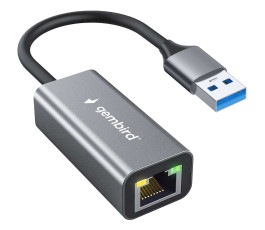 Проводной сетевой USB LAN адаптер Gembird NIC-U9, RJ45 100/1000Mbps, USB 3.0, алюминий