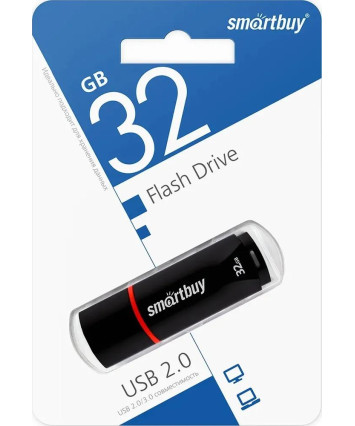 Флеш накопитель 32Gb USB 2.0 SmartBuy CROWN Black (SB32GBCRW-K)