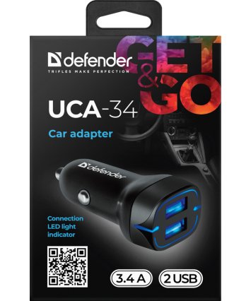Автомобильное ЗУ DEFENDER UCA-34 (2 USB, 5V/3.4А)