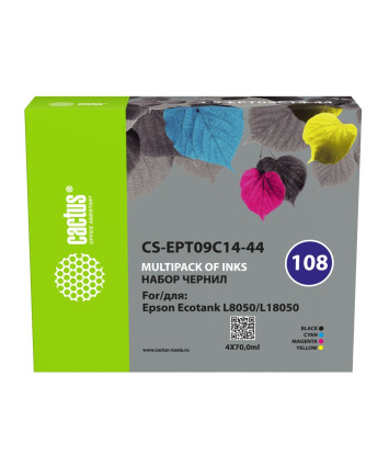Чернила Cactus CS-EPT09C14-44 108 многоцветный набор 4x70мл для Epson Ecotank L8050/L18050