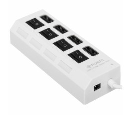 USB-концентратор Gembird UHB-243-ADW (4 порта USB 2.0,с выключателями портов), белый