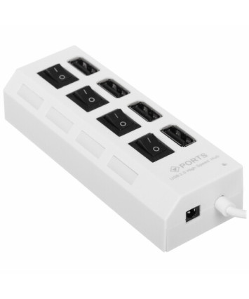 USB-концентратор Gembird UHB-243-ADW (4 порта USB 2.0,с выключателями портов), белый