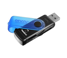 Картридер внешний Ginzzu GR-412B, USB 2.0