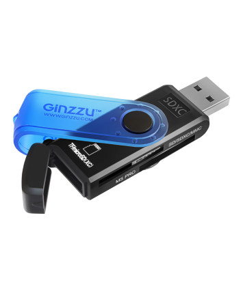 Картридер внешний Ginzzu GR-412B, USB 2.0