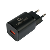 Универсальное СЗУ Cablexpert MP3A-PC-43 (30Вт, 1 USB, 1 Type-C, 3А), QC3.0/PD, черный