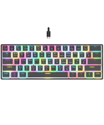 Клавиатура беспроводная механическая PANTEON T2 PRO BS, 60%, RGB, BT+2.4G, черный (91)