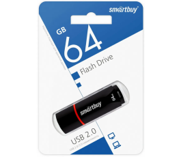 Флеш накопитель 64Gb USB 2.0 SmartBuy Crown (SB64GBCRW-K), черный