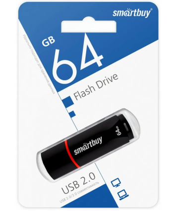 Флеш накопитель 64Gb USB 2.0 SmartBuy Crown (SB64GBCRW-K), черный Флеш накопитель 64Gb USB 2.0 SmartBuy Crown (SB64GBCRW-K), черный