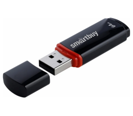 Флеш накопитель 64Gb USB 2.0 SmartBuy Crown (SB64GBCRW-K), черный