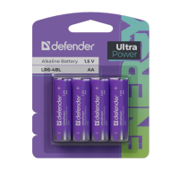 Батарейка Defender алкалиновая LR6-4BL AA, UltraPower, 4шт, в блистере