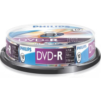 Оптический диск DVD-R Philips 4.7 Gb, 16х, Cake Box (10шт)
