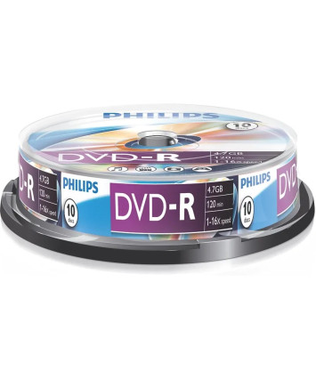 Оптический диск DVD-R Philips 4.7 Gb, 16х, Cake Box (10шт)