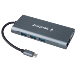 Док-станция Gembird UHB-D4 (3xUSB 3.1, Type-C PD87W, HDMI, SD/TF, RJ45, VGA, M.J. 3.5) Type-C