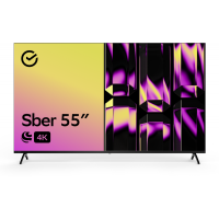 Телевизор LED 55" Sber SDX 55U4123B, 3840x2160, 4K Ultra HD, 60 Гц, Wi-Fi, Smart TV, СалютТВ, черный
