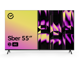 Телевизор 55" Sber SDX 55U4123B, 3840x2160, 4K Ultra HD, 60 Гц, Wi-Fi, Smart TV, СалютТВ, черный