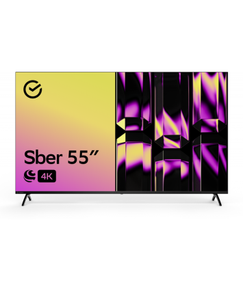 Телевизор 55" Sber SDX 55U4123B, 3840x2160, 4K Ultra HD, 60 Гц, Wi-Fi, Smart TV, СалютТВ, черный
