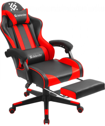 Кресло игровое Defender Rock Черный/Красный,подставка