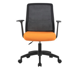 Кресло Cactus CS-MC222-BKOR черный сиденье оранжевый, сетка/ткань, низк.спин. крестов., пластик
